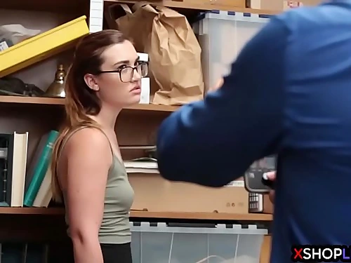 Fabulous shoplifter teen spilled and pounded by a security dude